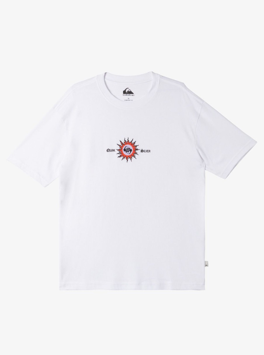 Garcon Quiksilver T-Shirts | Burn Out - T-Shirt Pour Garcon 10-16 White