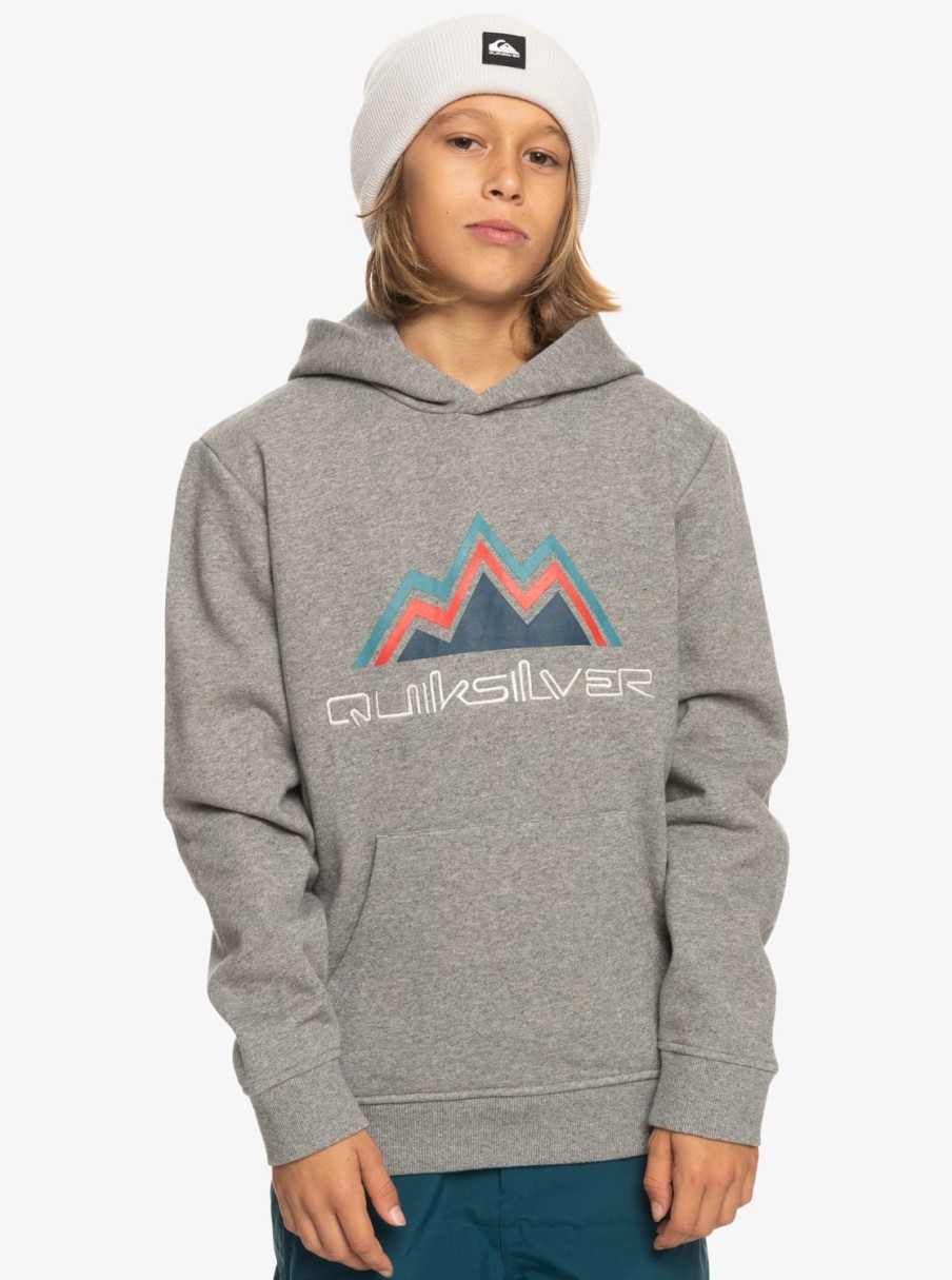 Garcon Quiksilver Sweats | Big Logo - Sweat A Capuche De Snow Technique Pour Garcon 8-16 Ans Heather Grey