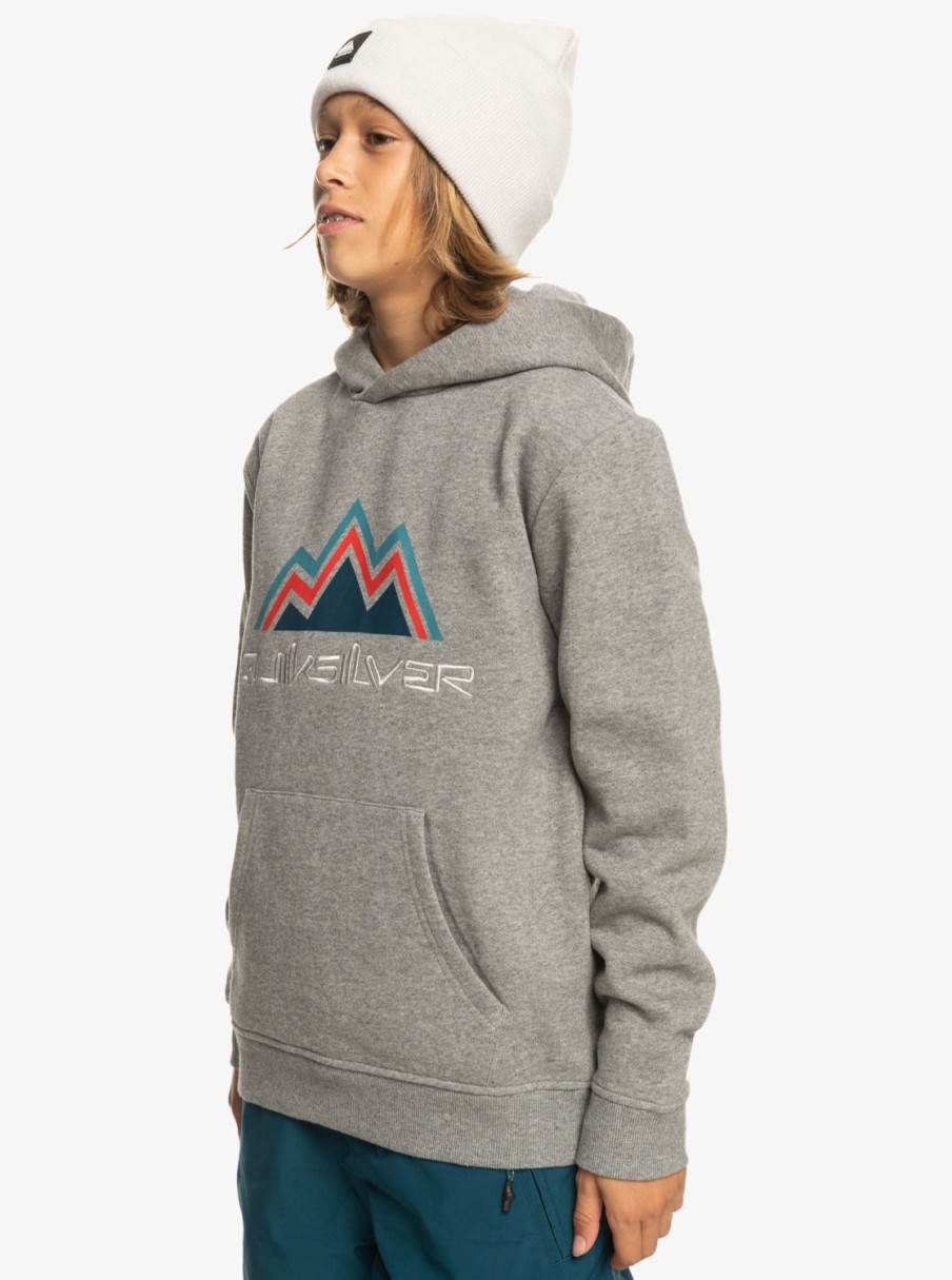 Garcon Quiksilver Sweats | Big Logo - Sweat A Capuche De Snow Technique Pour Garcon 8-16 Ans Heather Grey