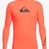 Homme Quiksilver Lycras & Surf-Tees | All Time - Lycra Manches Longues Upf 50 Pour Homme Fiery Coral