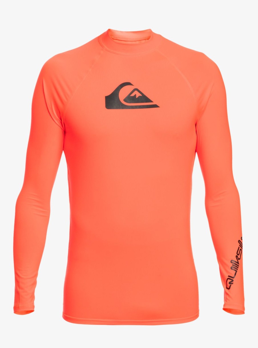 Homme Quiksilver Lycras & Surf-Tees | All Time - Lycra Manches Longues Upf 50 Pour Homme Fiery Coral