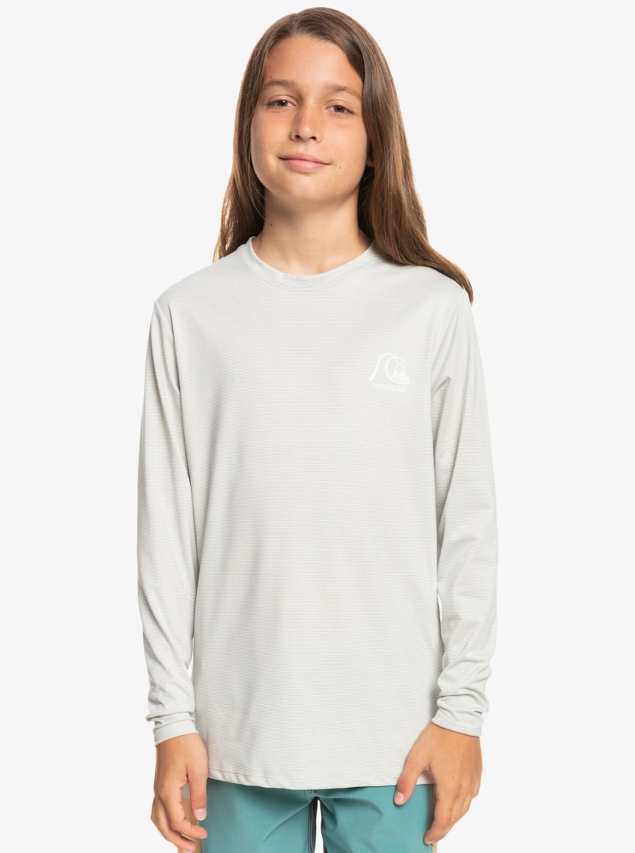 Garcon Quiksilver Lycras & Surf Tees | Heritage Heather - Surf-Tee Manches Longues Upf 50 Pour Garcon 8-16 Ans Gray Violet Heather