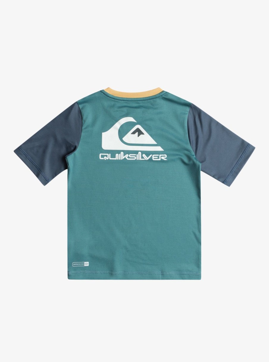 Garcon Quiksilver Lycras & Surf Tees | Heats Omni - Lycra Manches Courtes Upf 50 Pour Garcon 2-7 Brittany Blue