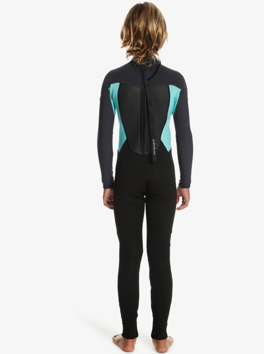 Garcon Quiksilver Combinaisons De Surf | 4/3Mm Prologue - Back Zip Wetsuit For Boys Black/Jet Black/Angel Blue