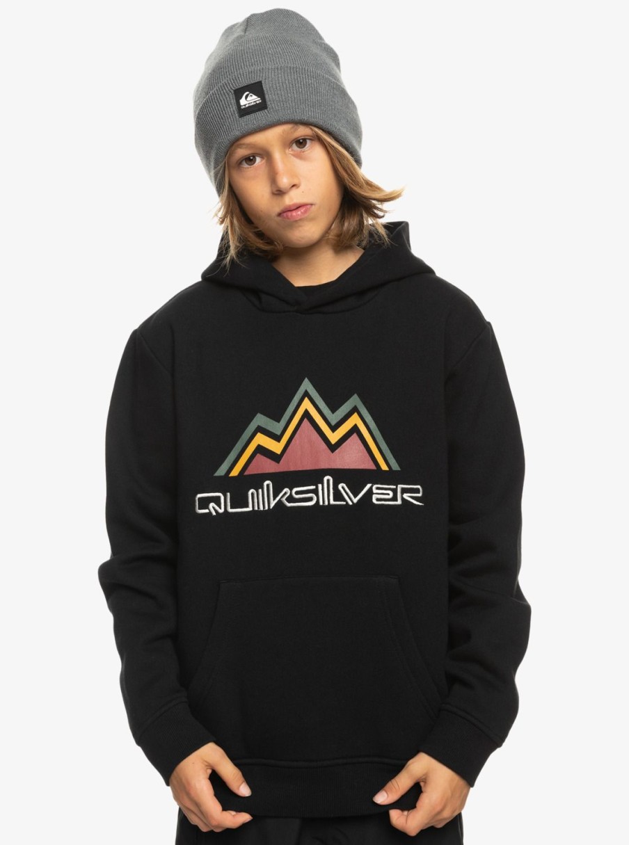 Garcon Quiksilver Sweats | Big Logo - Sweat A Capuche De Snow Technique Pour Garcon 8-16 Ans True Black