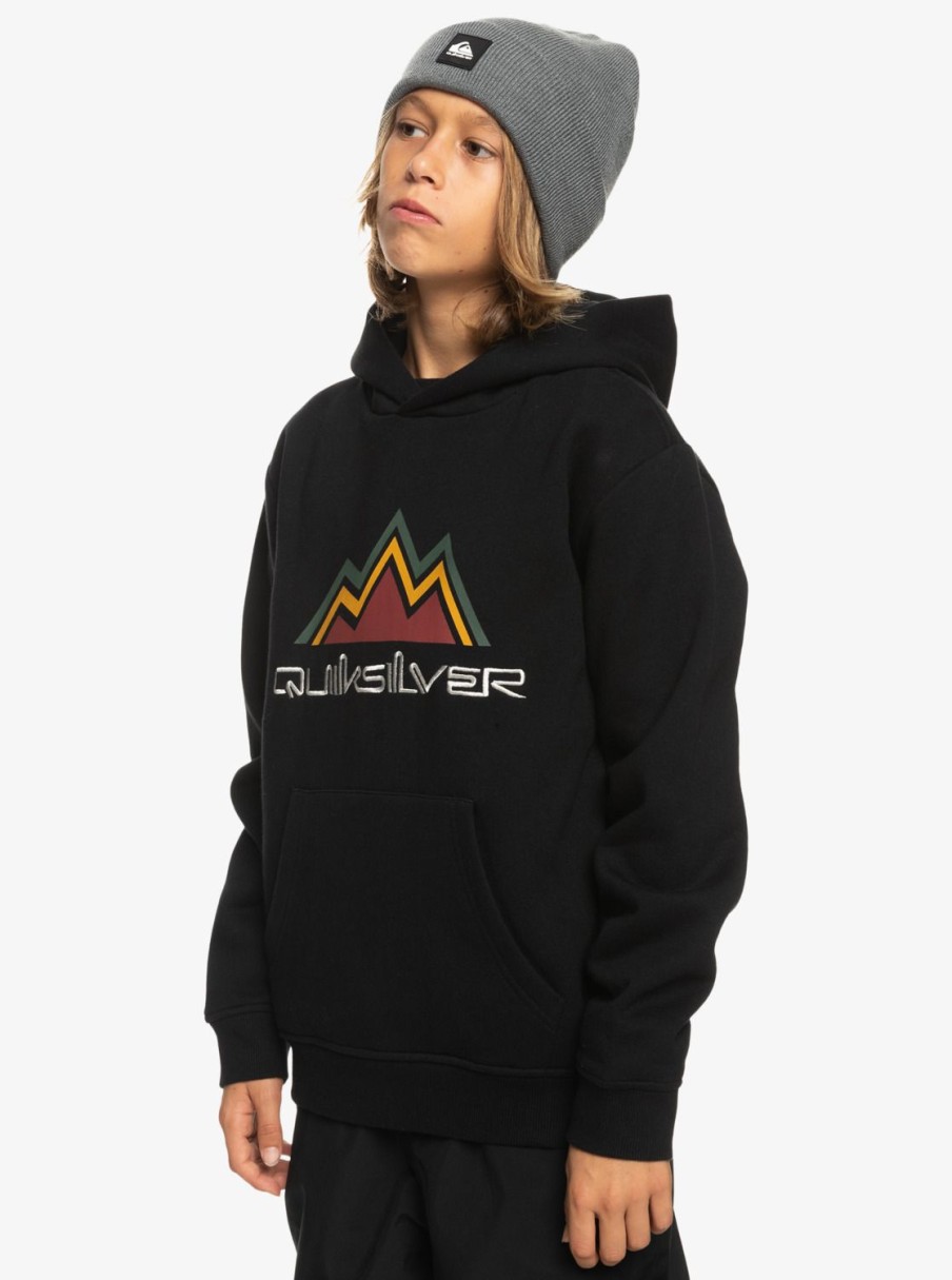 Garcon Quiksilver Sweats | Big Logo - Sweat A Capuche De Snow Technique Pour Garcon 8-16 Ans True Black