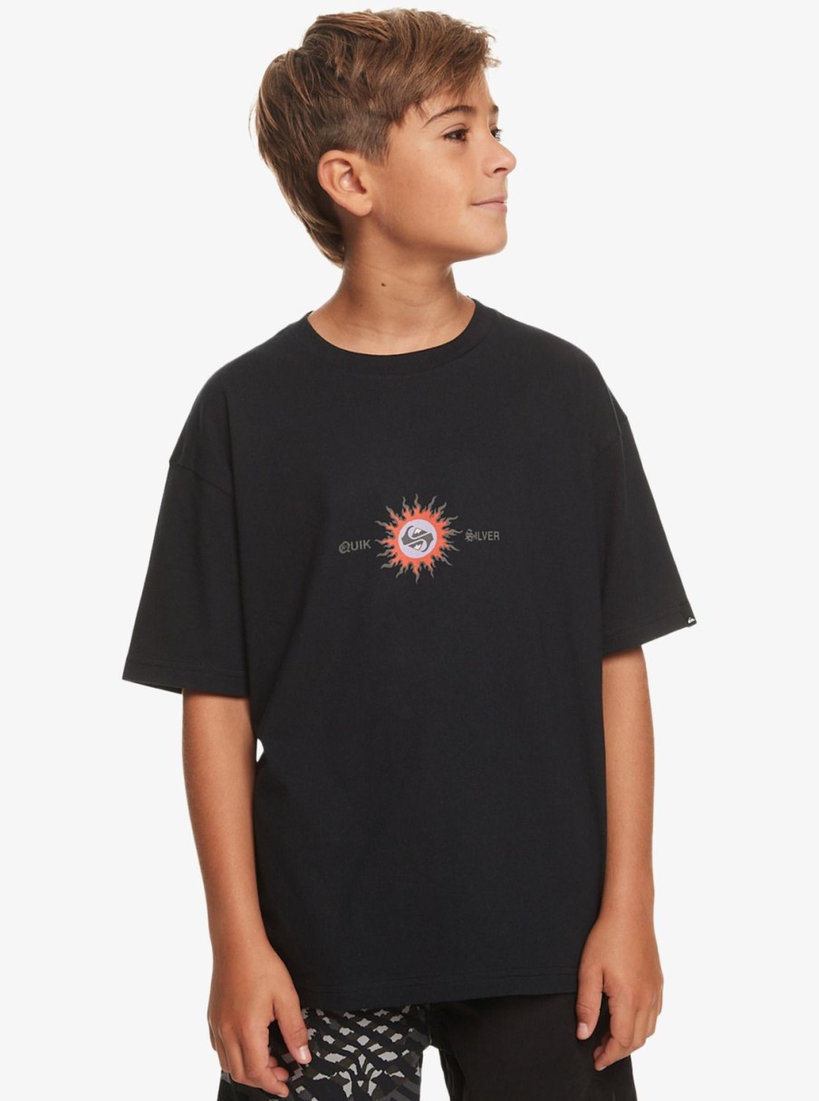 Garcon Quiksilver T-Shirts | Burn Out - T-Shirt Pour Garcon 10-16 Black