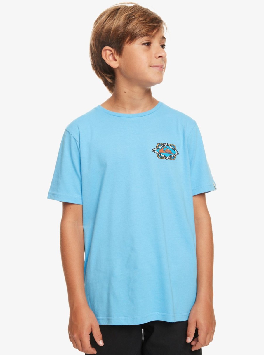 Garcon Quiksilver T-Shirts | Retro Wave - T-Shirt Pour Garcon 8-16 Azure Blue