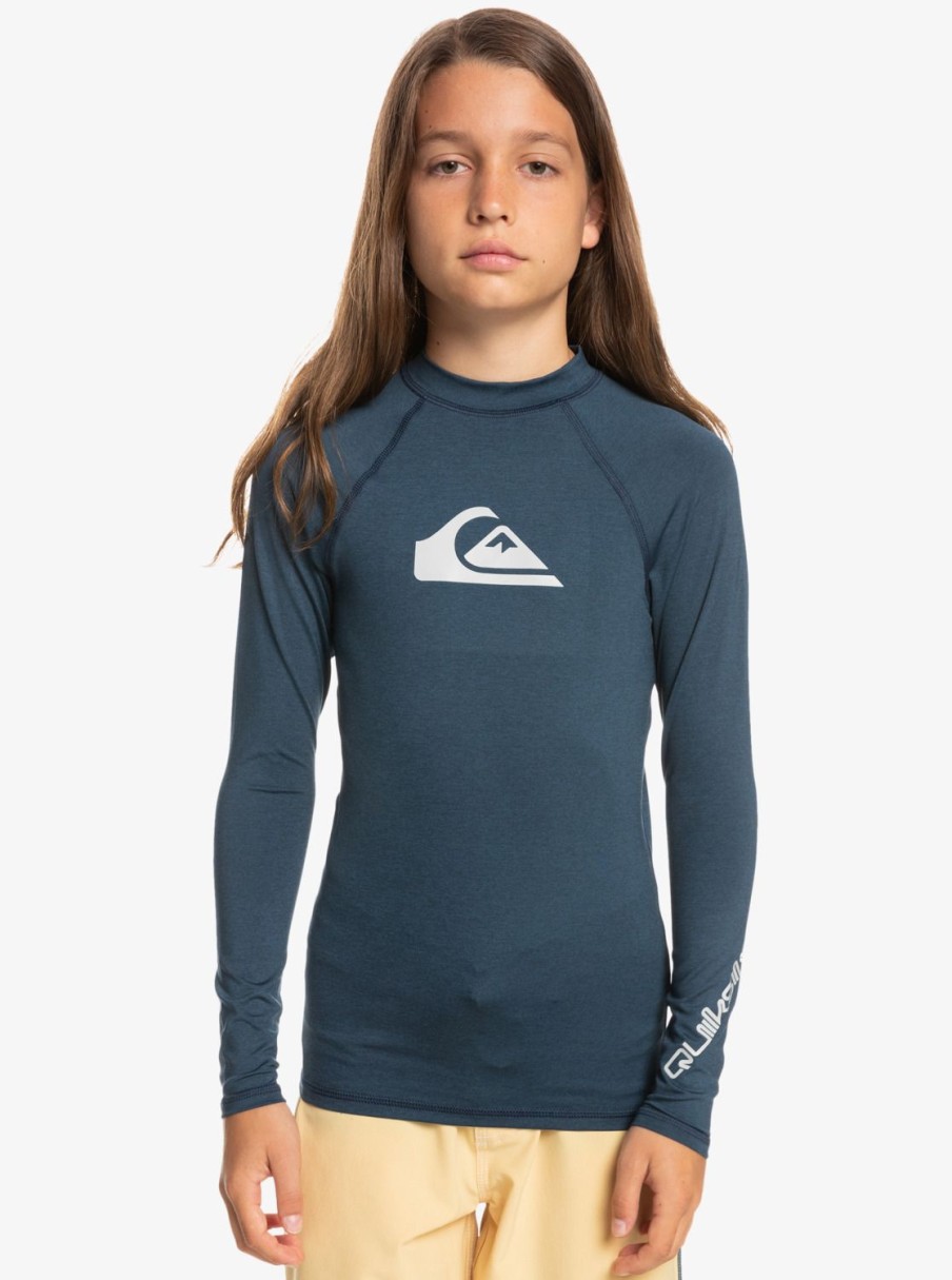 Garcon Quiksilver Lycras & Surf Tees | All Time - Lycra Manches Longues Upf 50 Pour Garcon 8-16 Ans Navy Blazer Heather