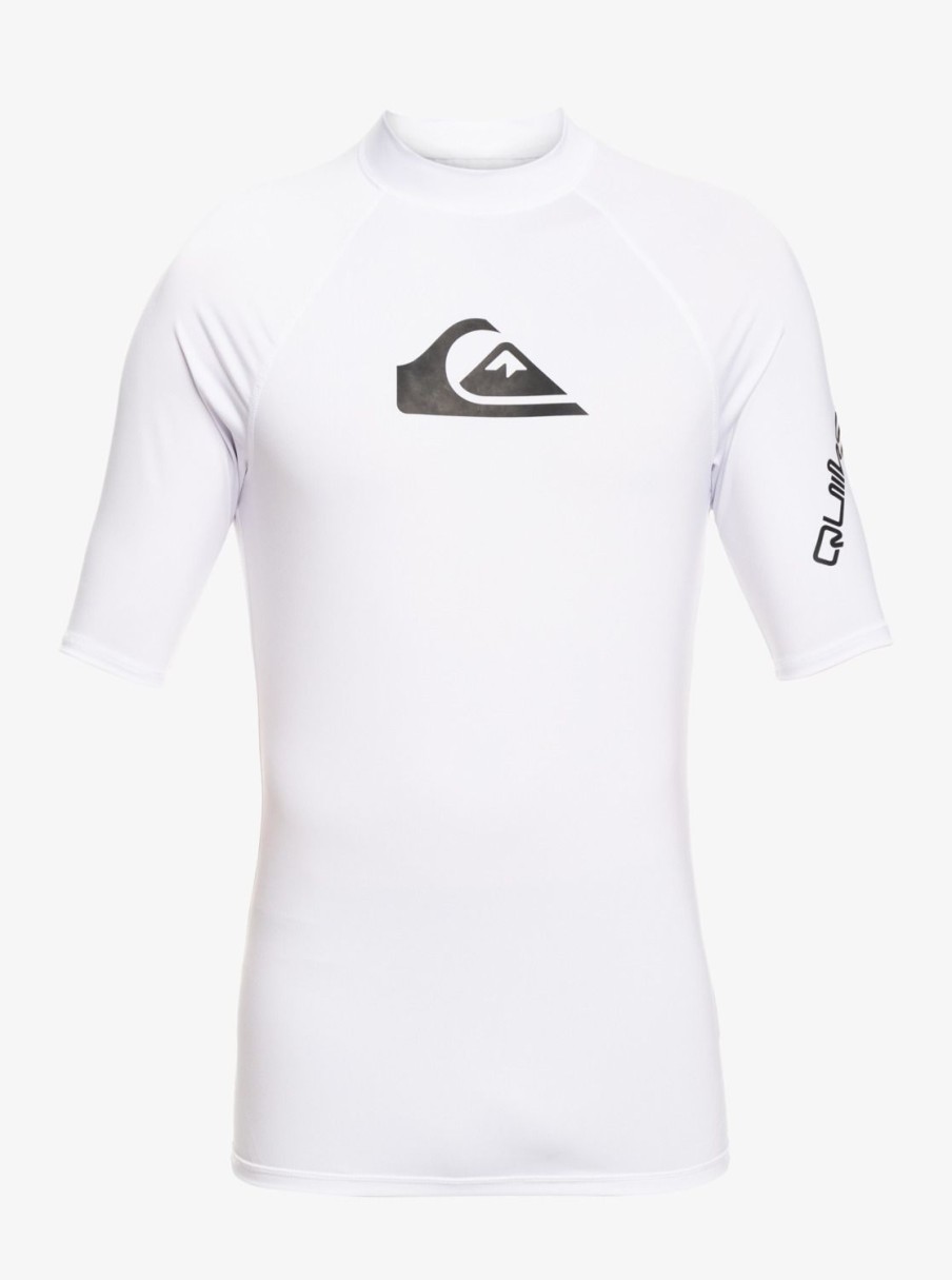 Garcon Quiksilver Lycras & Surf Tees | All Time - Lycra Manches Courtes Upf 50 Pour Garcon 8-16 Ans White