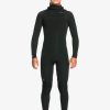 Garcon Quiksilver Combinaisons De Surf | 5/4/3Mm Everyday Sessions - Combinaison De Surf A Capuche Avec Zip Poitrine Pour Garcon 8-16 Ans Black