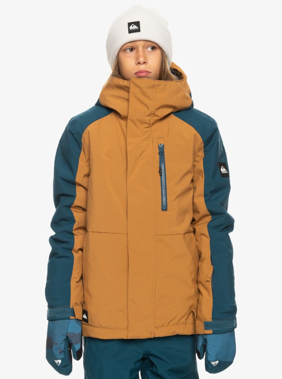 Garcon Quiksilver Accessoires | Mission Block - Veste De Snow Technique Pour Garcon 4-16 Bone Brown