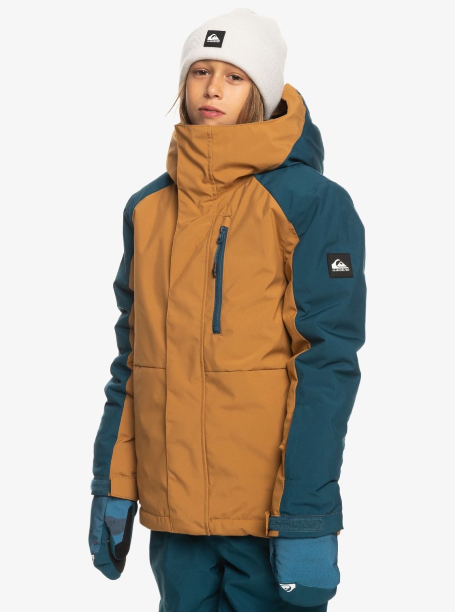 Garcon Quiksilver Accessoires | Mission Block - Veste De Snow Technique Pour Garcon 4-16 Bone Brown