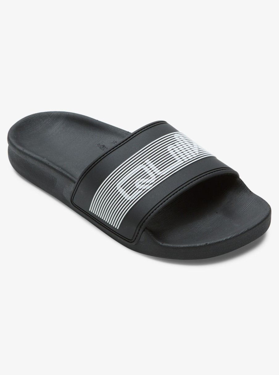 Garcon Quiksilver Tongs | Rivi Wordmark - Sandales Pour Garcon Black 2