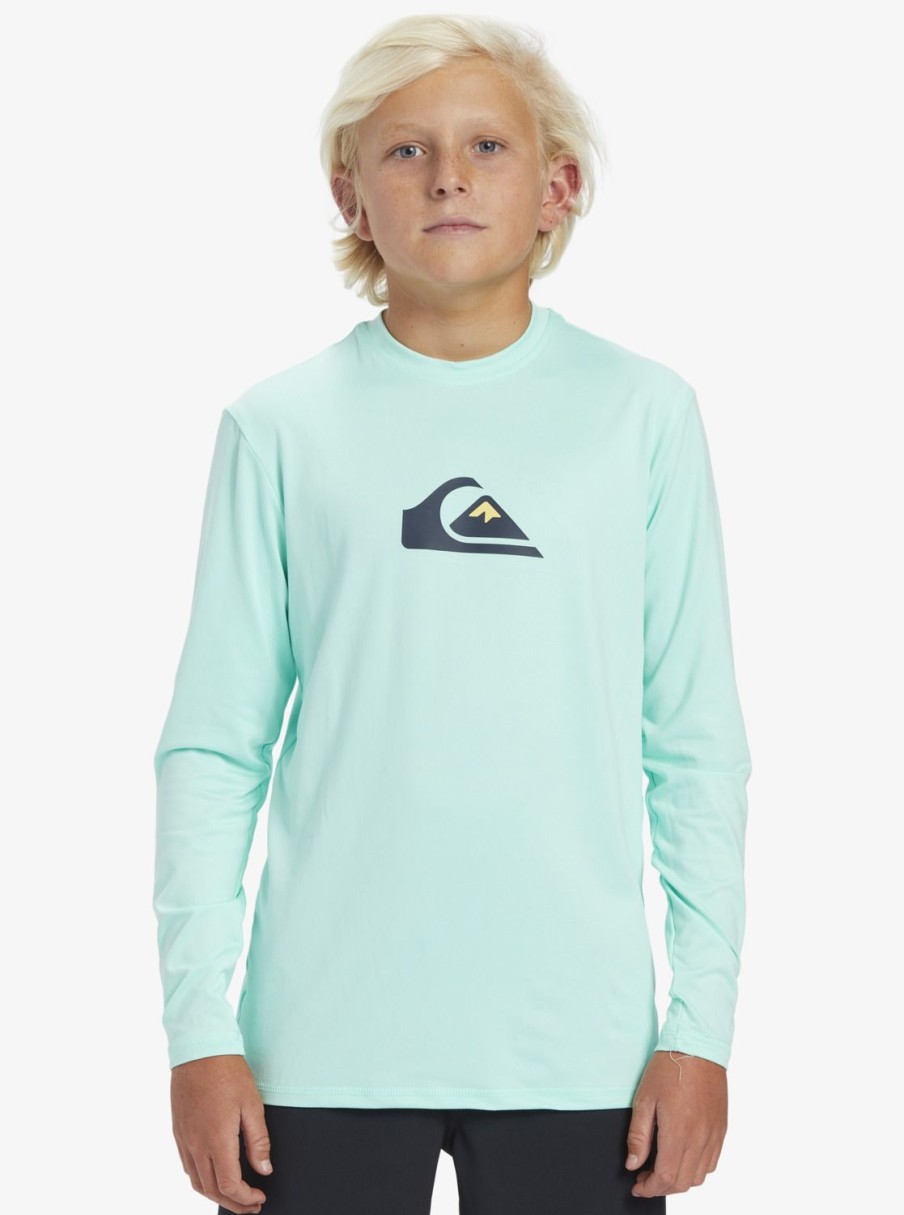 Garcon Quiksilver Lycras & Surf Tees | Solid Streak - Surf Tee Manches Longues Upf 50 Pour Garcon 8-16 Ans Beach Glass