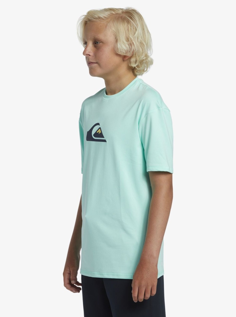 Garcon Quiksilver Lycras & Surf Tees | Solid Streak - Surf Tee Manches Longues Upf 50 Pour Garcon 8-16 Ans Beach Glass