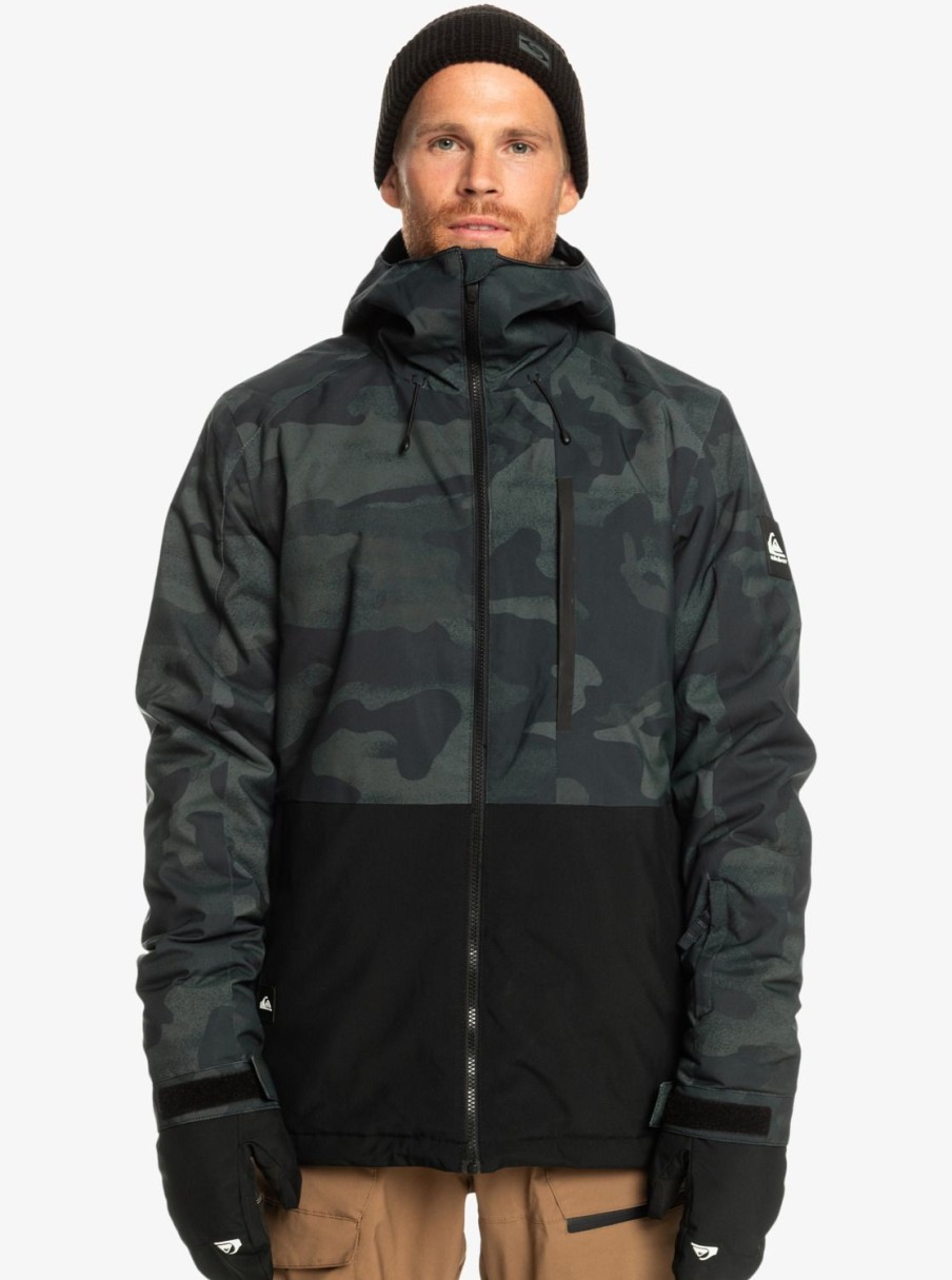 Homme Quiksilver Vestes De Snow | Mission - Veste De Snow Technique Pour Homme Spray Camo True Black