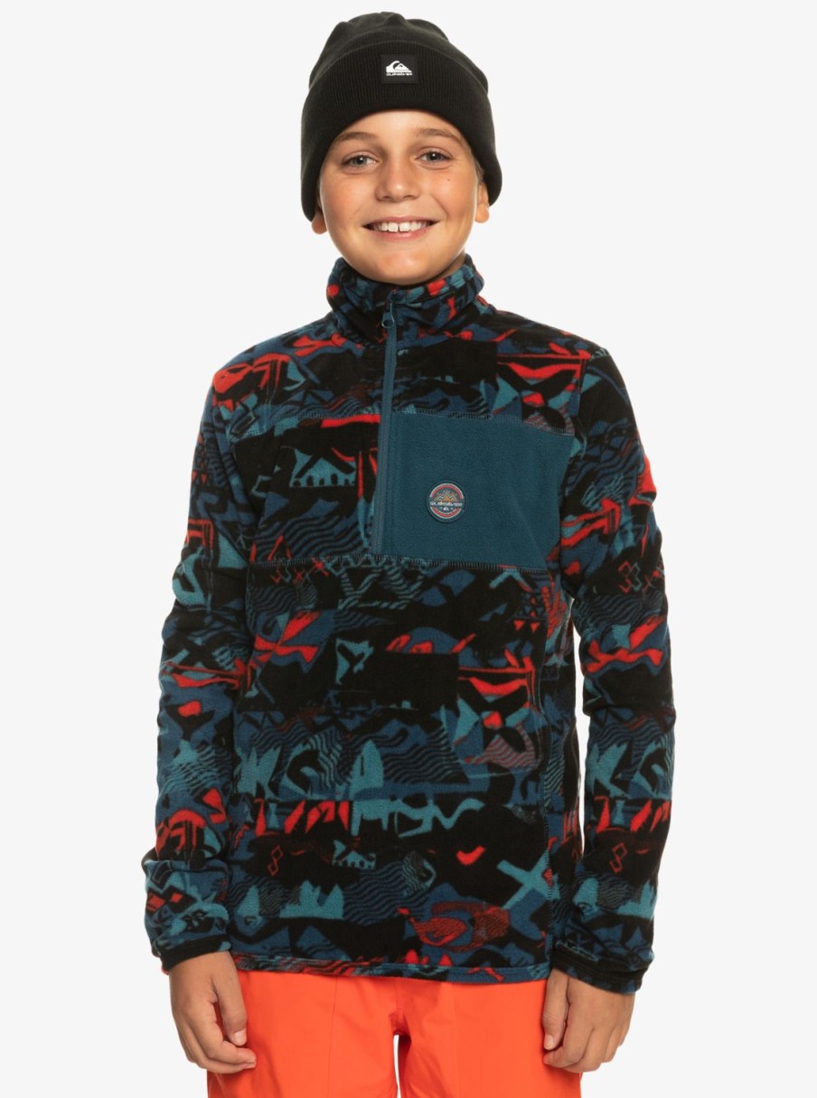 Garcon Quiksilver Sweats | Aker - Polaire Demi-Zip Technique Pour Garcon 8-16 Ans Building Moutains Grenadine