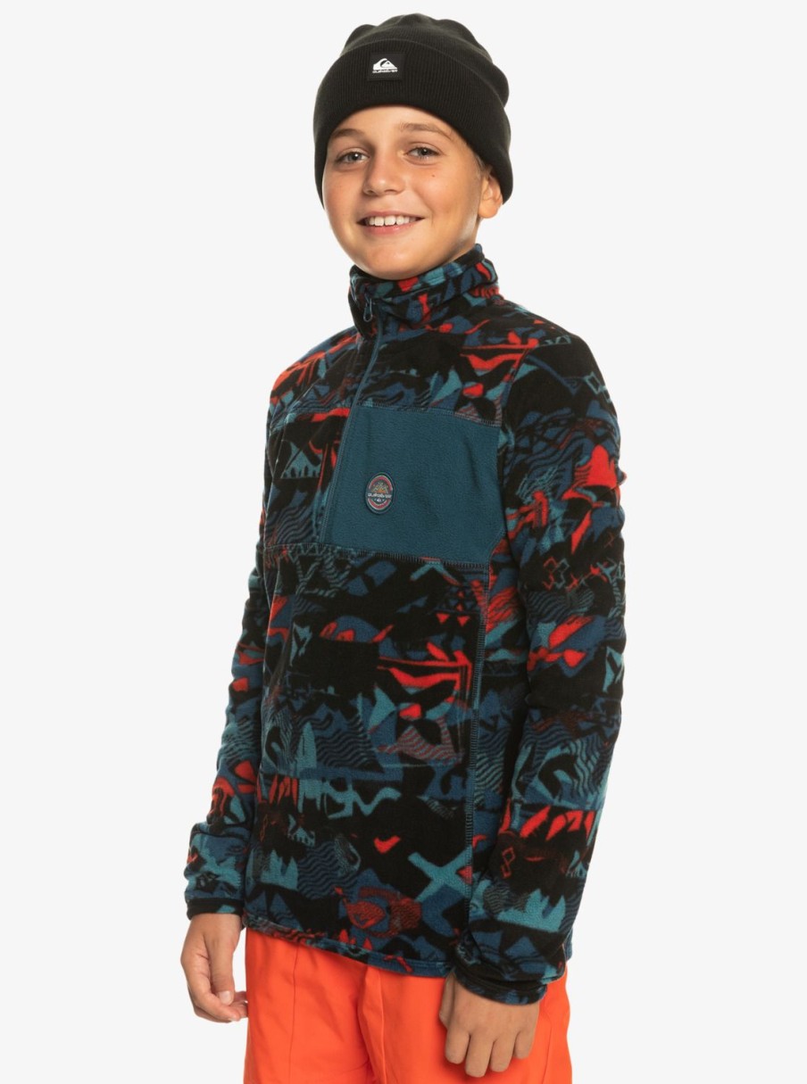 Garcon Quiksilver Sweats | Aker - Polaire Demi-Zip Technique Pour Garcon 8-16 Ans Building Moutains Grenadine