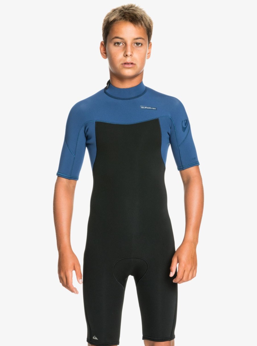 Garcon Quiksilver Combinaisons De Surf | 2/2Mm Everyday Sessions - Springsuit Back Zip Pour Garcon Black/Insignia