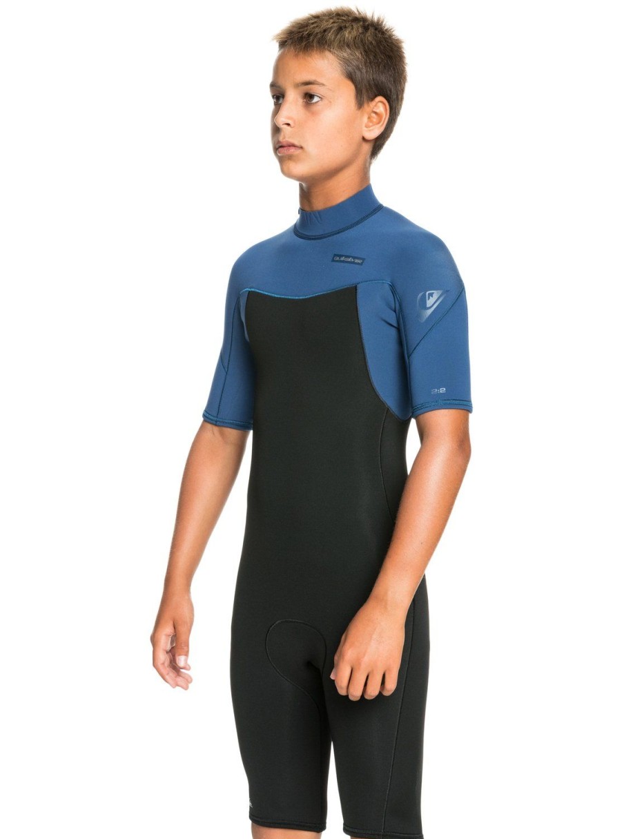 Garcon Quiksilver Combinaisons De Surf | 2/2Mm Everyday Sessions - Springsuit Back Zip Pour Garcon Black/Insignia