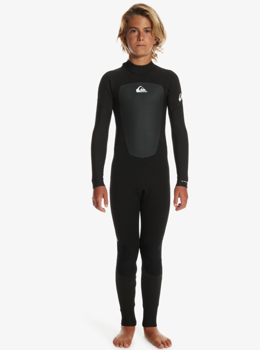 Garcon Quiksilver Combinaisons De Surf | 3/2Mm Prologue - Back Zip Wetsuit For Boys Black