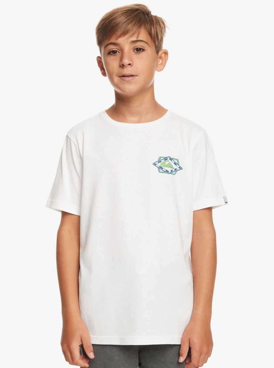 Garcon Quiksilver T-Shirts | Retro Wave - T-Shirt Pour Garcon 8-16 White