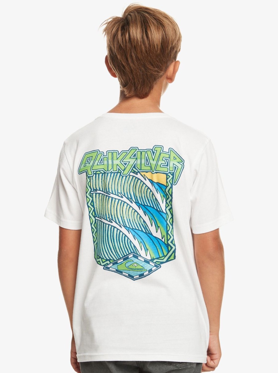 Garcon Quiksilver T-Shirts | Retro Wave - T-Shirt Pour Garcon 8-16 White