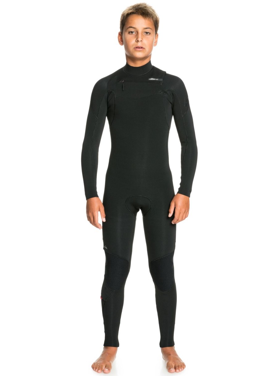 Garcon Quiksilver Combinaisons De Surf | 4/3Mm Everyday Sessions - Combinaison Chest Zip Pour Garcon Black