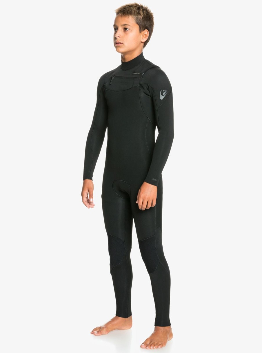 Garcon Quiksilver Combinaisons De Surf | 4/3Mm Everyday Sessions - Combinaison Chest Zip Pour Garcon Black