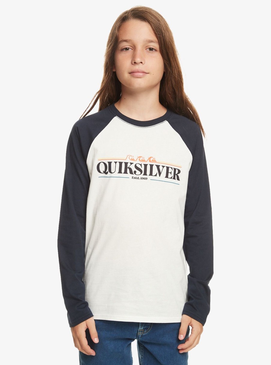 Garcon Quiksilver T-Shirts | Raglan - T-Shirt Manches Longues Pour Garcon 8-16 Snow White