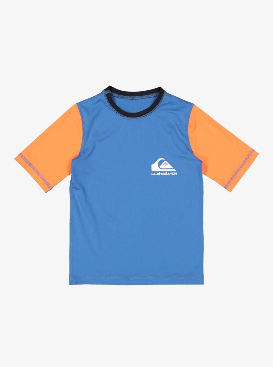 Garcon Quiksilver Lycras & Surf Tees | Heats Omni - Lycra Manches Courtes Upf 50 Pour Garcon 2-7 Vallarta Blue