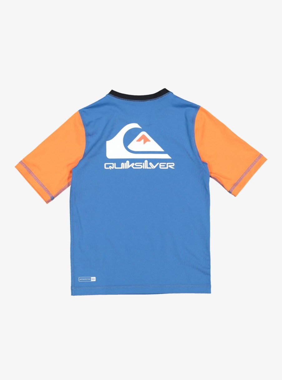 Garcon Quiksilver Lycras & Surf Tees | Heats Omni - Lycra Manches Courtes Upf 50 Pour Garcon 2-7 Vallarta Blue