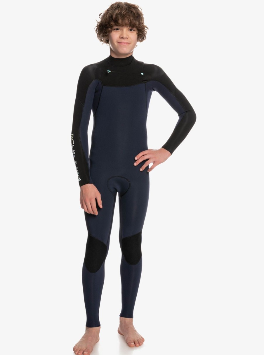 Garcon Quiksilver Combinaisons De Surf | 3/2Mm Everyday Sessions - Combinaison De Surf Zip Poitrine Pour Garcon Dark Navy/Black