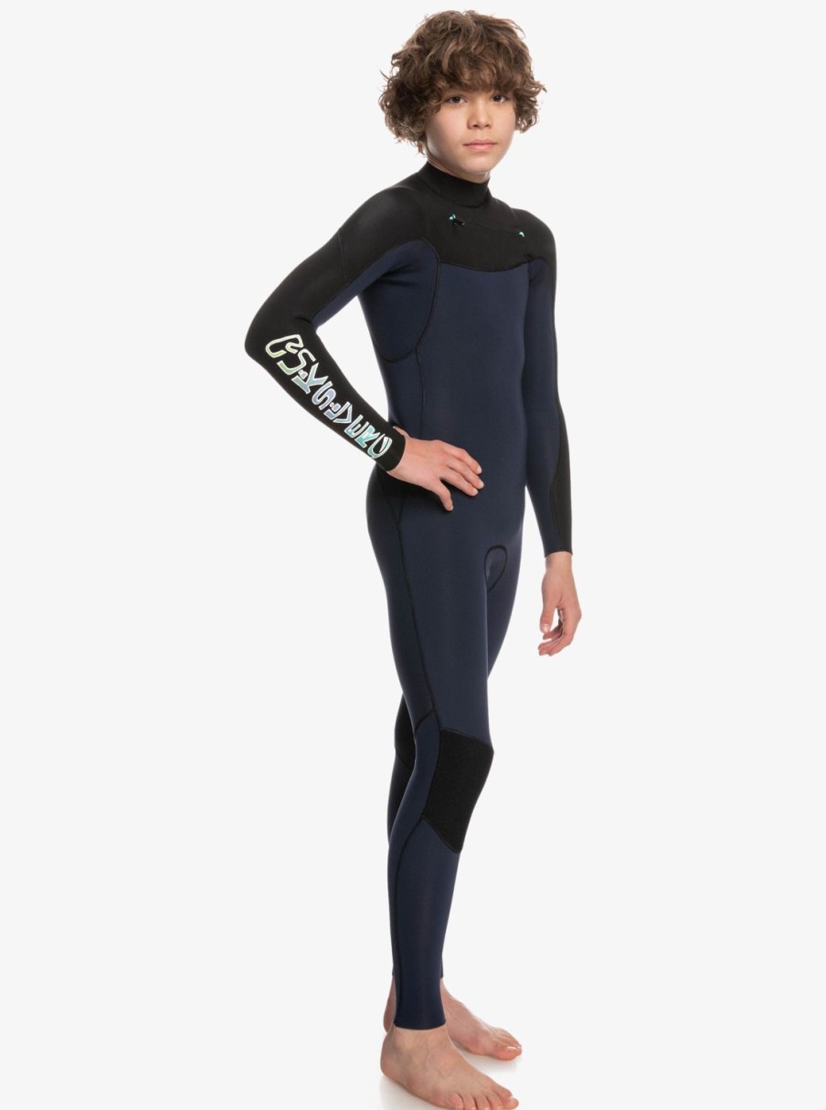 Garcon Quiksilver Combinaisons De Surf | 3/2Mm Everyday Sessions - Combinaison De Surf Zip Poitrine Pour Garcon Dark Navy/Black