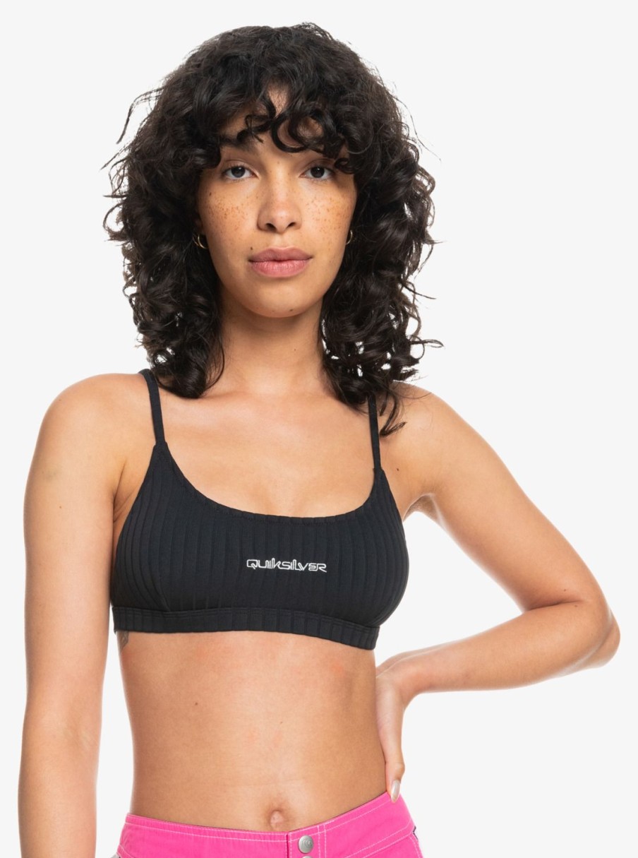 Femme Quiksilver | Logo - Haut De Bikini Bralette A Encolure Ronde Pour Femme Black