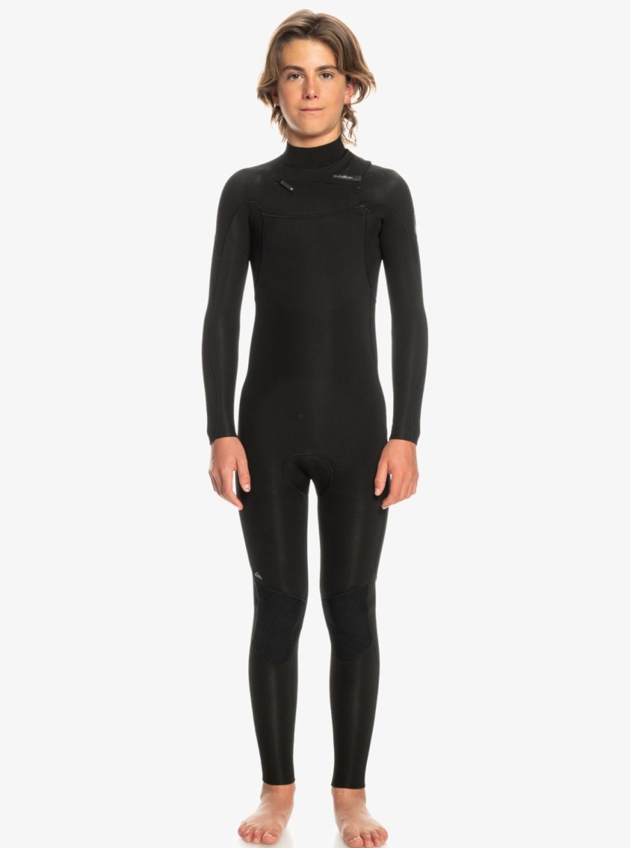 Garcon Quiksilver Combinaisons De Surf | 3/2Mm Everyday Sessions - Combinaison De Surf Zip Poitrine Pour Garcon Black