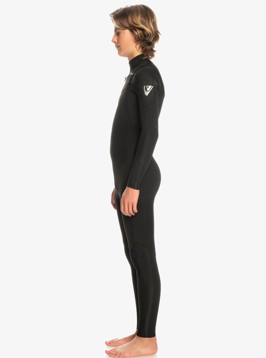 Garcon Quiksilver Combinaisons De Surf | 3/2Mm Everyday Sessions - Combinaison De Surf Zip Poitrine Pour Garcon Black