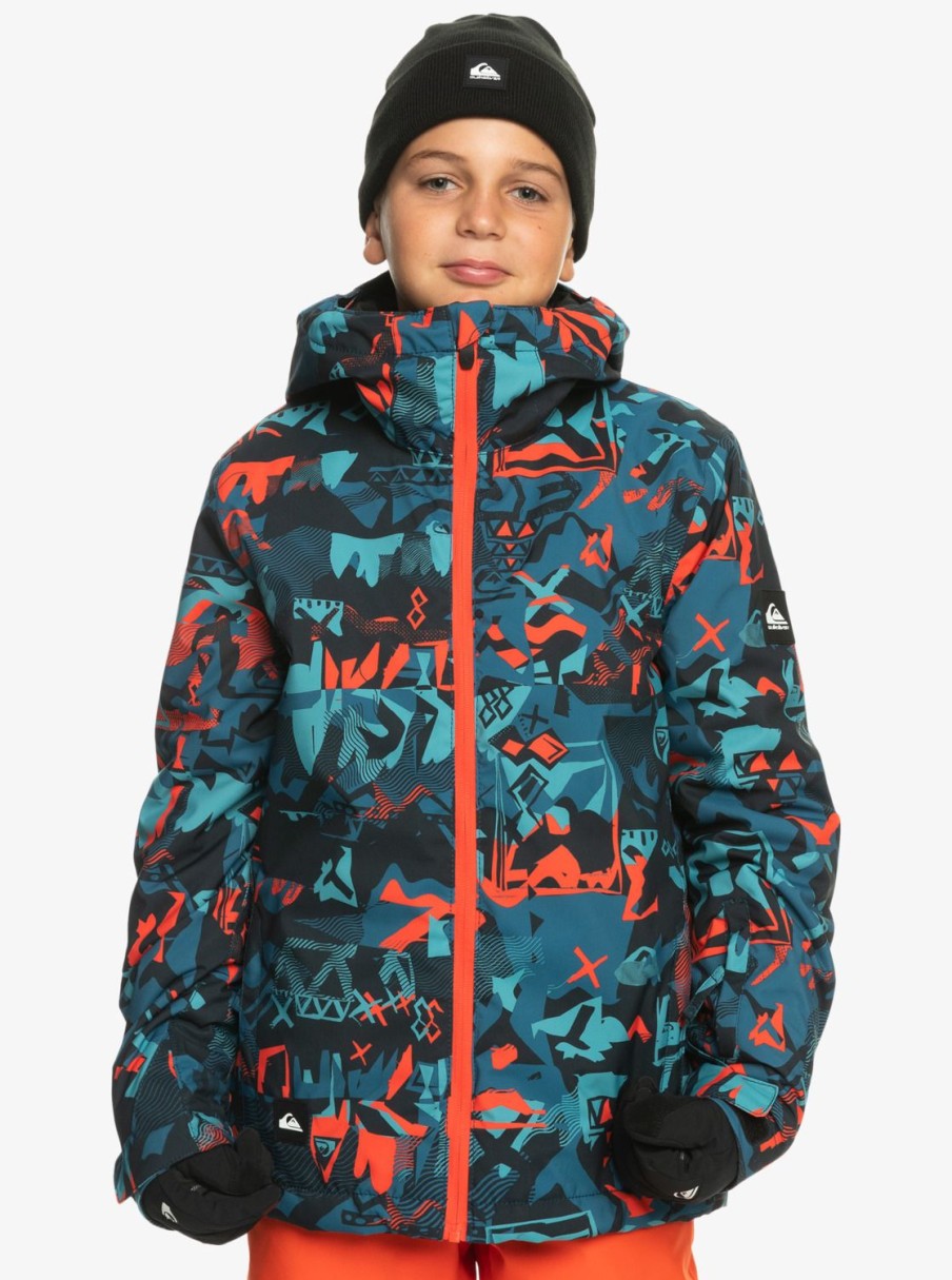 Garcon Quiksilver Accessoires | Mission Printed - Veste De Snow Technique Pour Garcon Building Moutains Grenadine