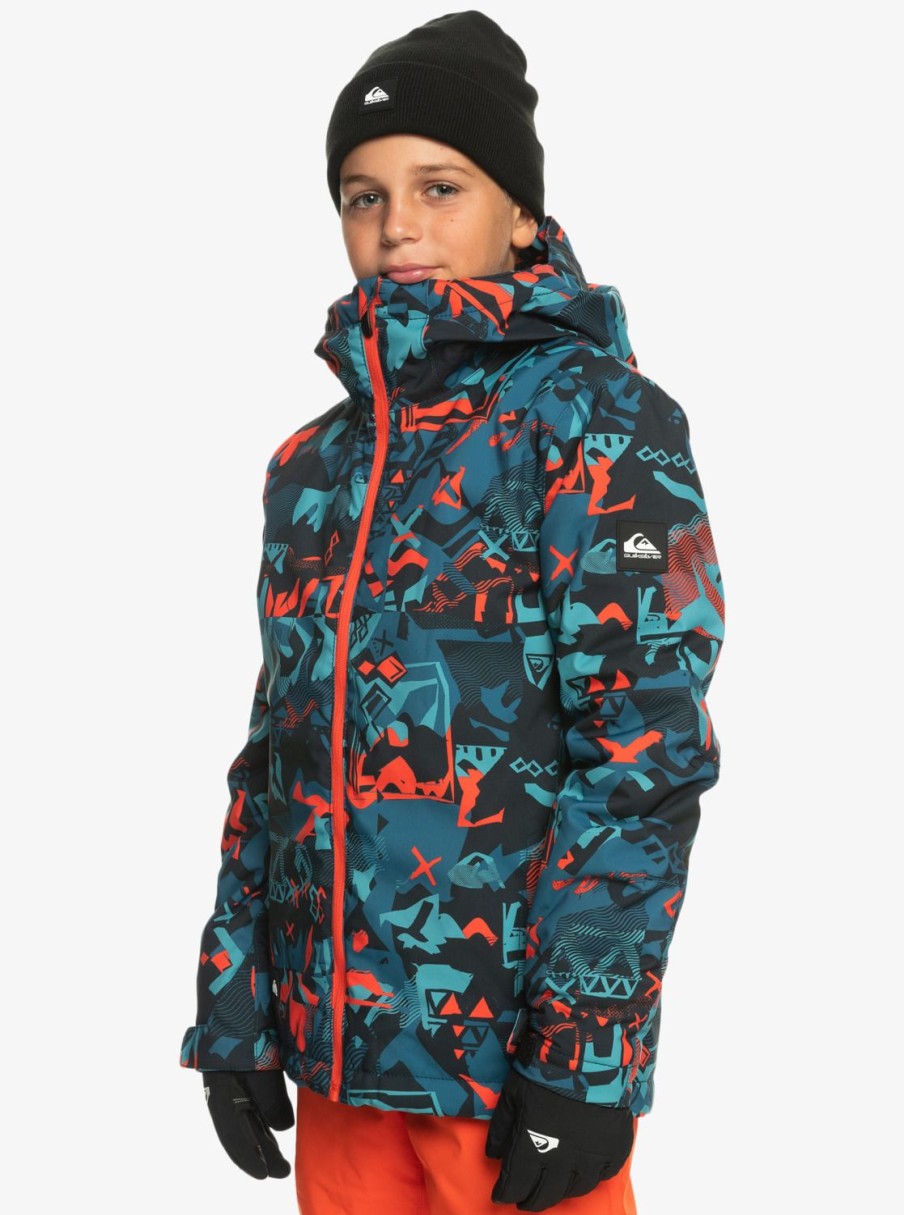 Garcon Quiksilver Accessoires | Mission Printed - Veste De Snow Technique Pour Garcon Building Moutains Grenadine