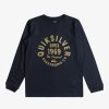 Garcon Quiksilver T-Shirts | Circled Script - T-Shirt Manches Longues Pour Garcon 8-16 Navy Blazer