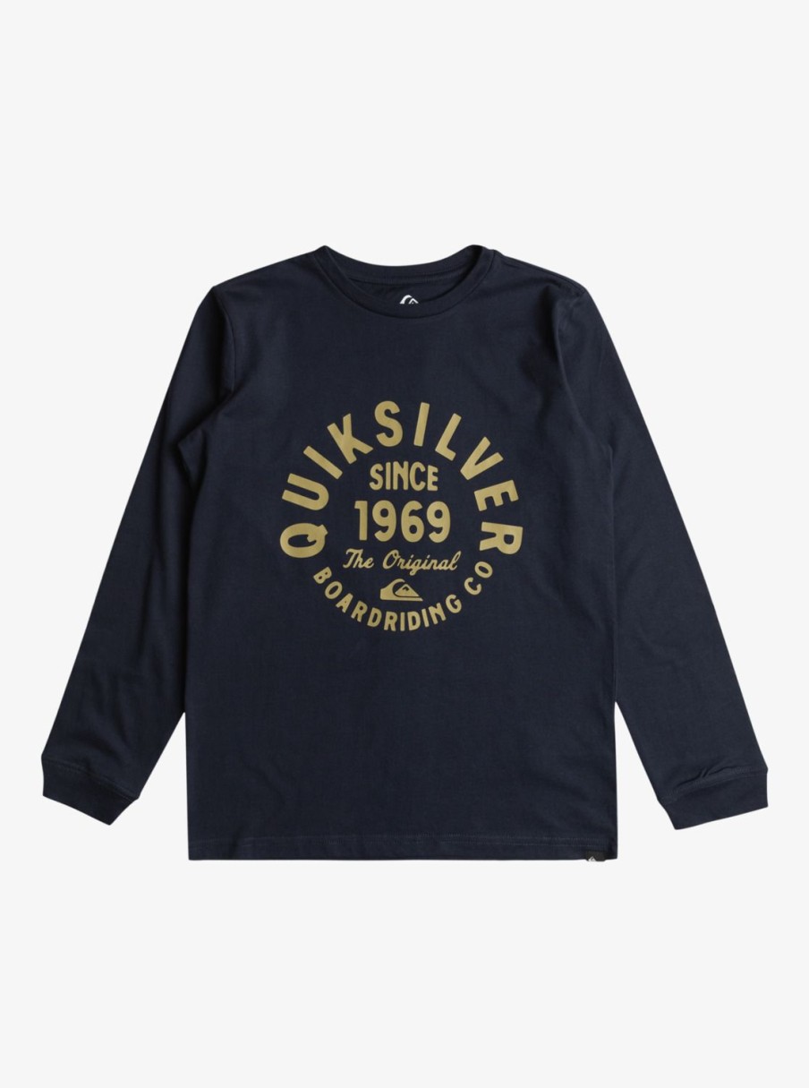 Garcon Quiksilver T-Shirts | Circled Script - T-Shirt Manches Longues Pour Garcon 8-16 Navy Blazer