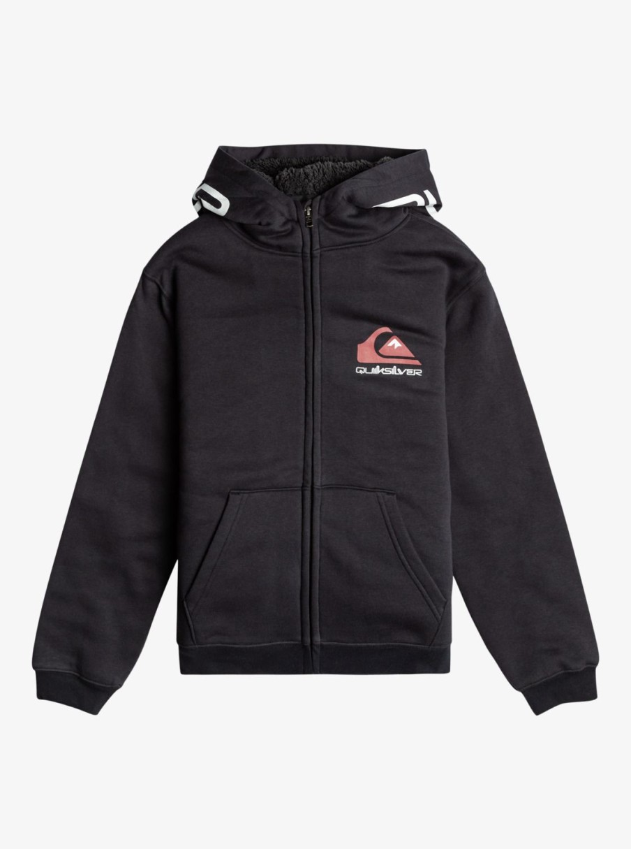 Garcon Quiksilver Sweats | Best Wave Sherpa - Veste Polaire Zippee A Capuche Pour Garcon 8-16 Black