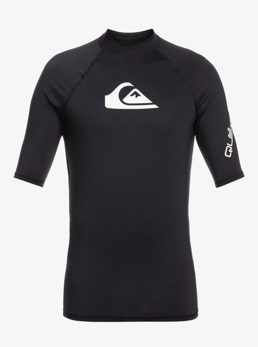 Garcon Quiksilver Lycras & Surf Tees | All Time - Lycra Manches Courtes Upf 50 Pour Garcon 8-16 Ans Black