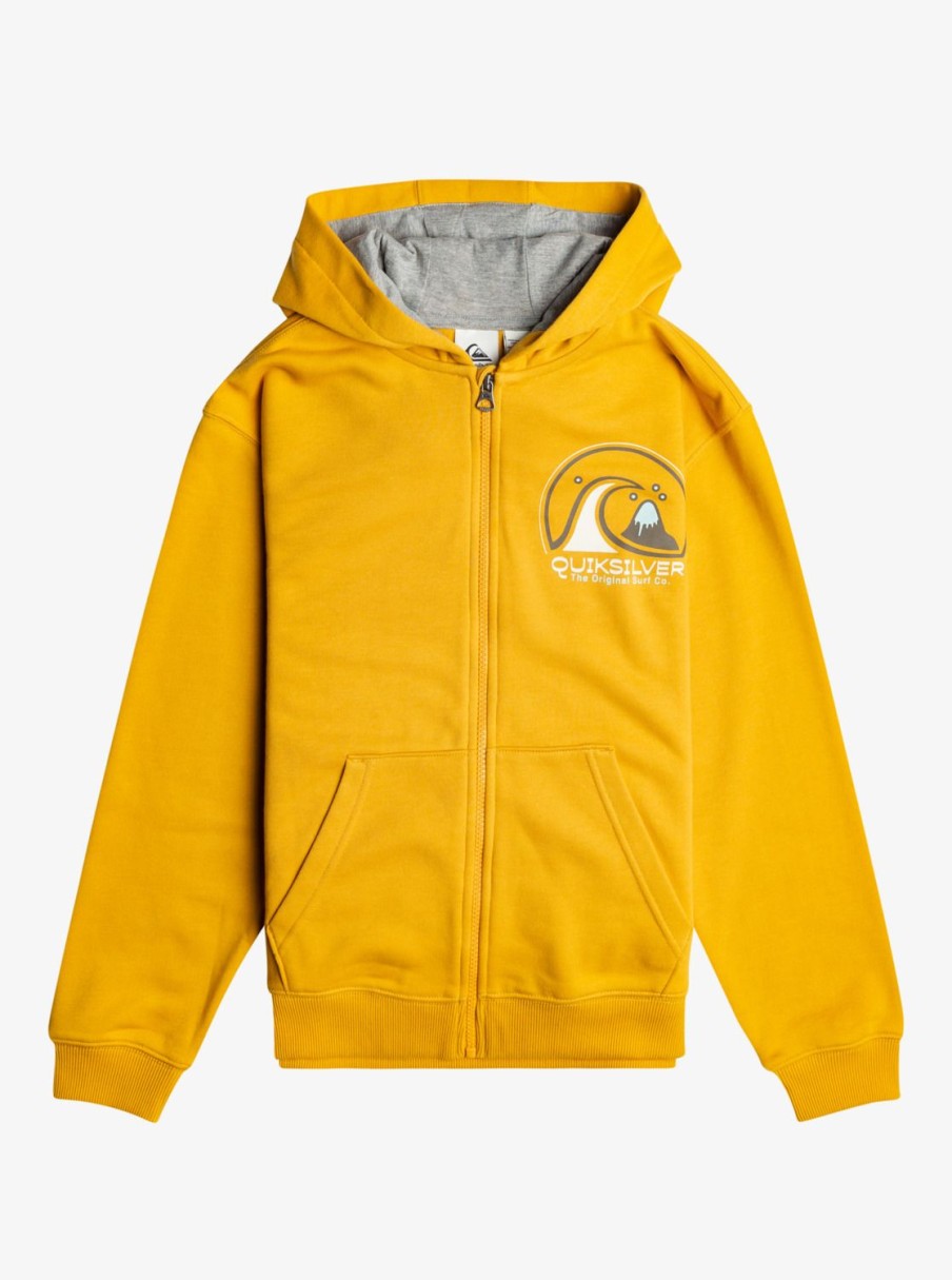 Garcon Quiksilver Sweats | Circle Way - Sweat A Capuche Zippe Pour Garcon 10-16 Mustard