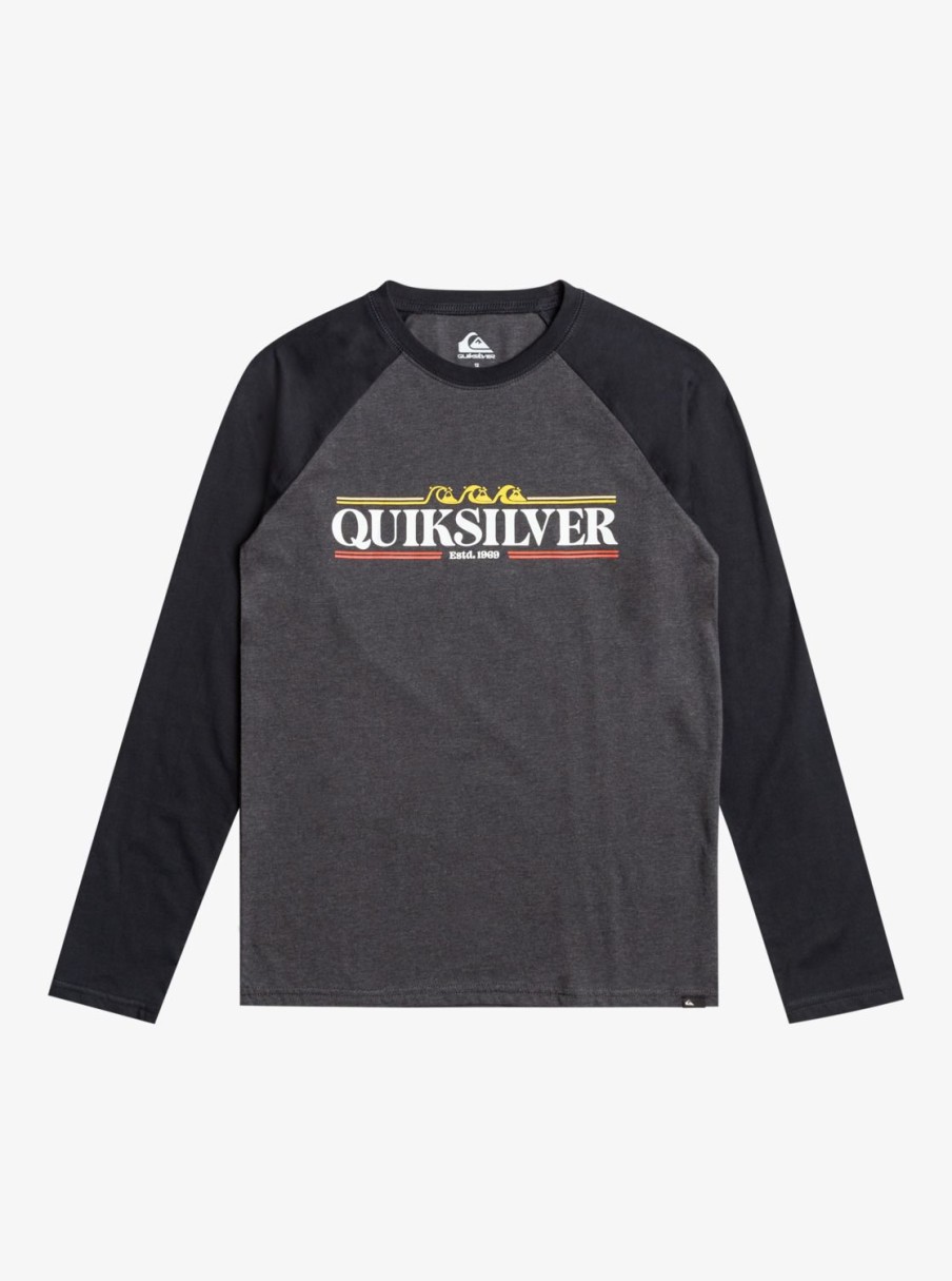 Garcon Quiksilver T-Shirts | Raglan - T-Shirt Manches Longues Pour Garcon 8-16 Charcoal Heather