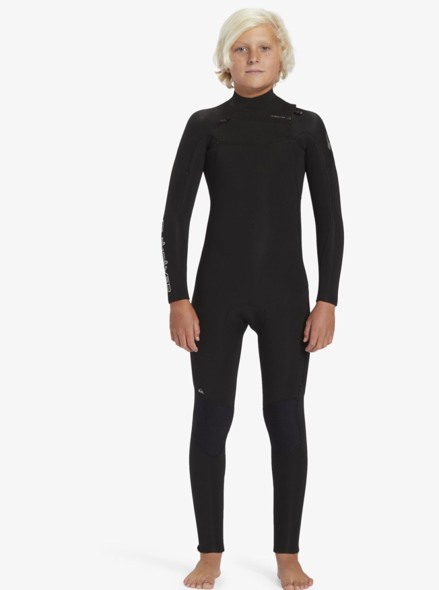 Garcon Quiksilver Combinaisons De Surf | 4/3Mm Everyday Sessions - Combinaison De Surf Zip Poitrine Pour Garcon Black