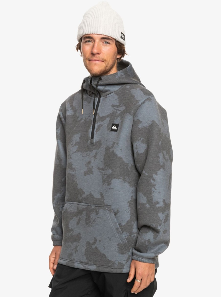 Homme Quiksilver Sweats & Pulls | Shredder - Sweat Demi-Zip Technique Tie Dye True Black