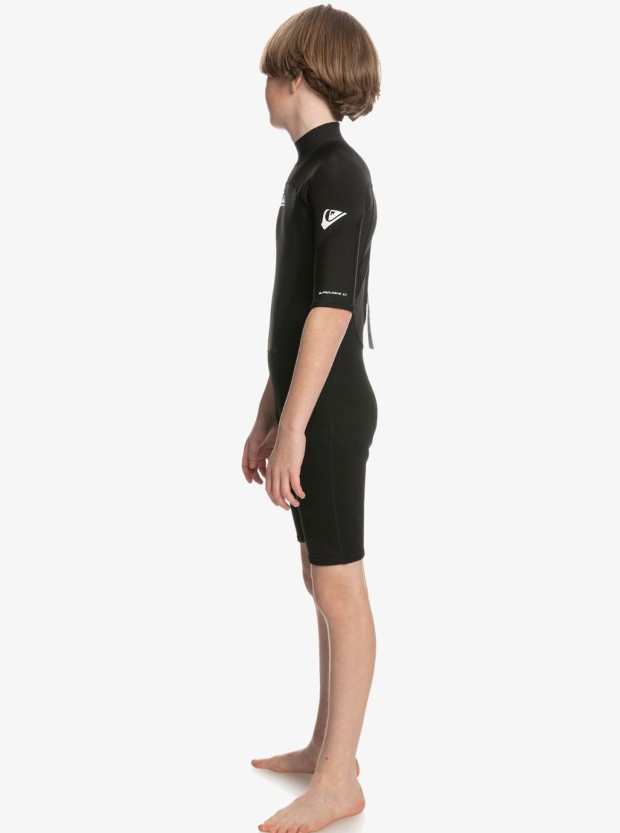 Garcon Quiksilver Combinaisons De Surf | 2/2Mm Prologue - Short Sleeve Back Zip Springsuit For Boys Black