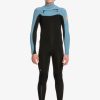 Garcon Quiksilver Combinaisons De Surf | 4/3Mm Everyday Sessions - Combinaison De Surf Zip Poitrine Pour Garcon Black/Provincial Blue